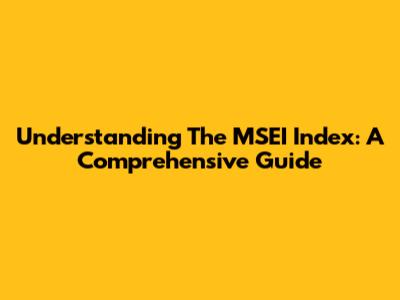 Understanding The MSEI Index: A Comprehensive Guide