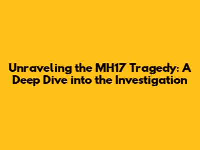 Unraveling the MH17 Tragedy: A Deep Dive into the Investigation