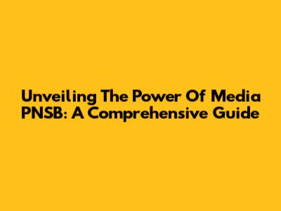 Unveiling The Power Of Media PNSB: A Comprehensive Guide