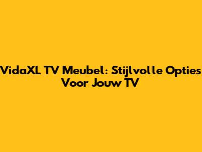 VidaXL TV Meubel: Stijlvolle Opties Voor Jouw TV