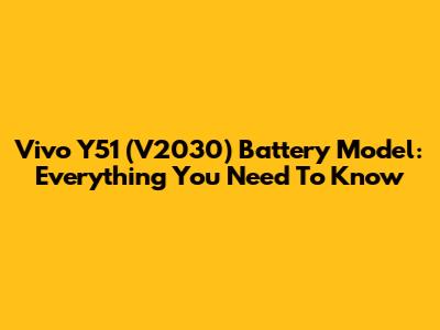 Vivo Y51 (V2030) Battery Model: Everything You Need To Know