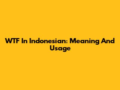 WTF In Indonesian: Meaning And Usage