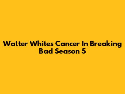 Walter White's Cancer In Breaking Bad Season 5