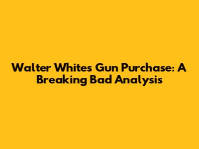 Walter White's Gun Purchase: A Breaking Bad Analysis
