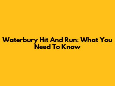 Waterbury Hit And Run: What You Need To Know