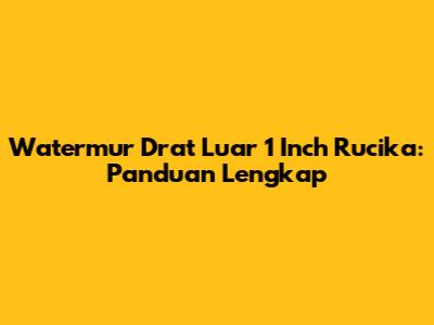 Watermur Drat Luar 1 Inch Rucika: Panduan Lengkap