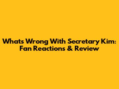 What's Wrong With Secretary Kim: Fan Reactions & Review