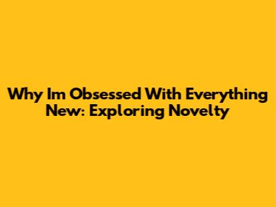 Why I'm Obsessed With Everything New: Exploring Novelty