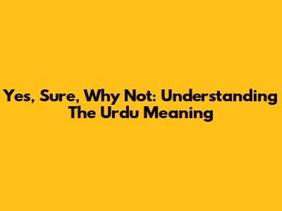 Yes, Sure, Why Not: Understanding The Urdu Meaning
