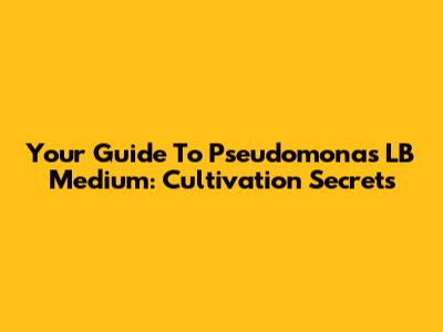 Your Guide To Pseudomonas LB Medium: Cultivation Secrets