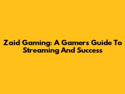 Zaid Gaming: A Gamer's Guide To Streaming And Success