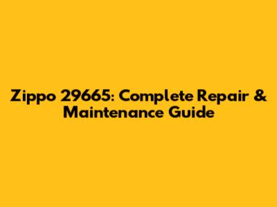 Zippo 29665: Complete Repair & Maintenance Guide